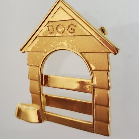 JJ Gold Plated Dog House Pin Brooch lapel pin - Picture 3 of 7